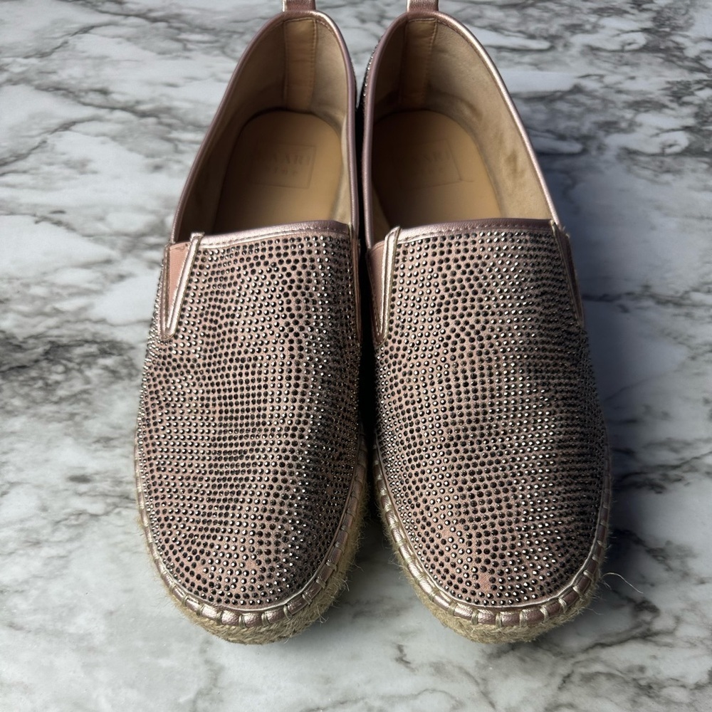 Kaari Blue Pink Rhinestone and Woven Slip On Shoes - Picture 7 of 12